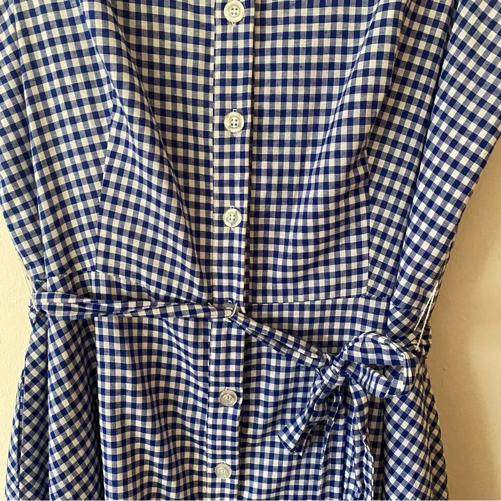 Be by Chetta B. Gingham Button Up Tie Waist A-Line Sleeveless Dress - Picture 3 of 12